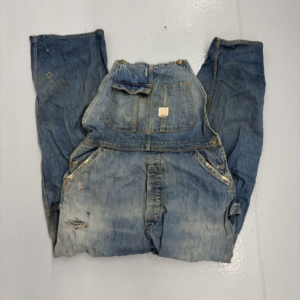 Vintage 50s Red Camel Denim Workwear Overalls 34x31